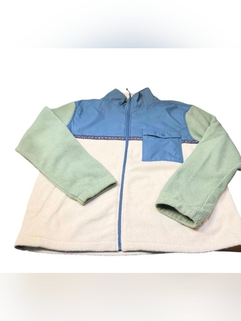 Billabong Boundry FleeceCream & Light Blue Full Zip Jacket NWOT
